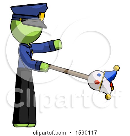 Green Police Man Holding Jesterstaff - I Dub Thee Foolish Concept by Leo Blanchette