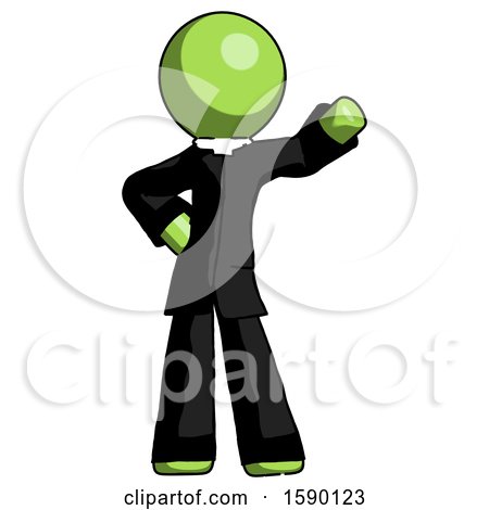 Green Clergy Man Waving Left Arm with Hand on Hip by Leo Blanchette