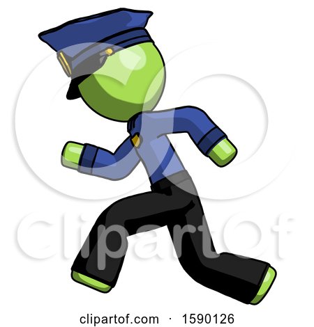 Green Police Man Running Fast Left by Leo Blanchette