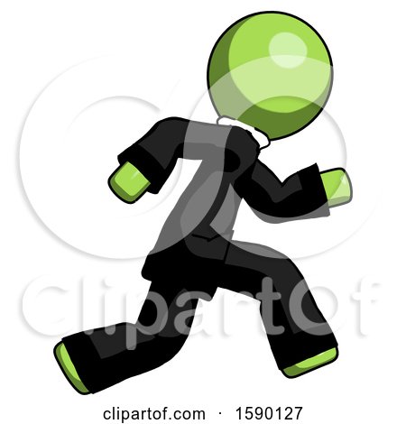 Green Clergy Man Running Fast Right by Leo Blanchette