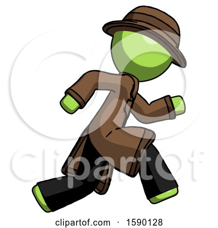 Green Detective Man Running Fast Right by Leo Blanchette