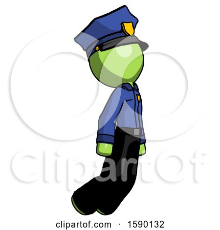 Green Police Man Floating Through Air Right by Leo Blanchette