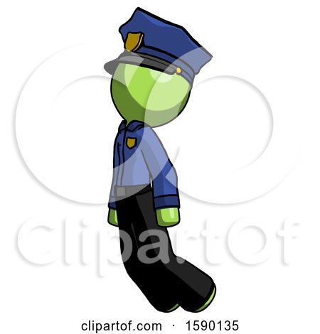 Green Police Man Floating Through Air Left by Leo Blanchette