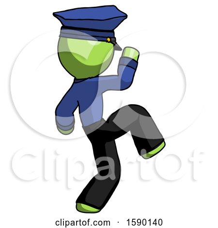 Green Police Man Kick Pose Start by Leo Blanchette