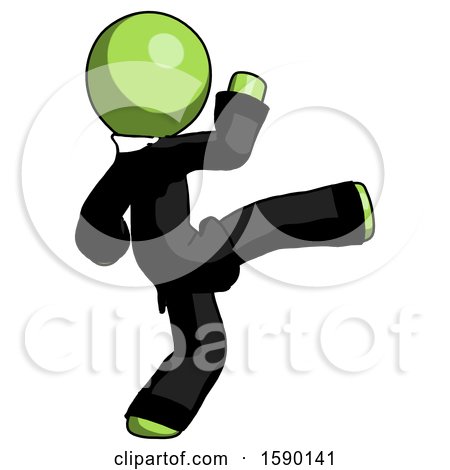 Green Clergy Man Kick Pose by Leo Blanchette
