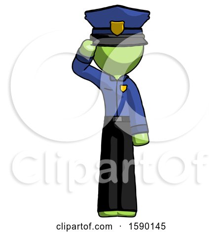 Green Police Man Soldier Salute Pose by Leo Blanchette