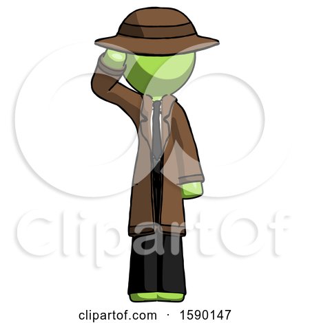 Green Detective Man Soldier Salute Pose by Leo Blanchette