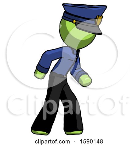 Green Police Man Suspense Action Pose Facing Right by Leo Blanchette