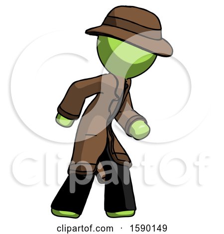 Green Detective Man Suspense Action Pose Facing Right by Leo Blanchette