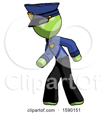 Green Police Man Suspense Action Pose Facing Left by Leo Blanchette