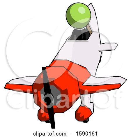 Green Clergy Man in Geebee Stunt Plane Descending Front Angle View by Leo Blanchette