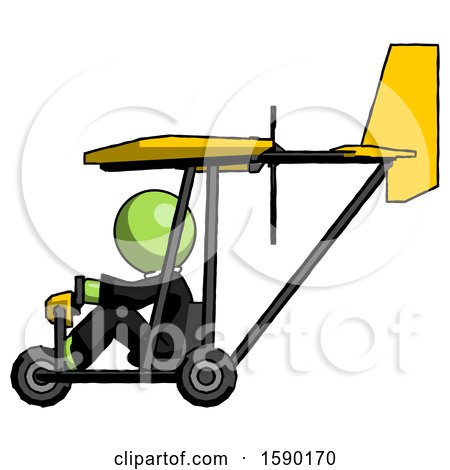 Green Clergy Man in Ultralight Aircraft Side View by Leo Blanchette
