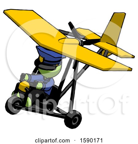 Green Police Man in Ultralight Aircraft Top Side View by Leo Blanchette