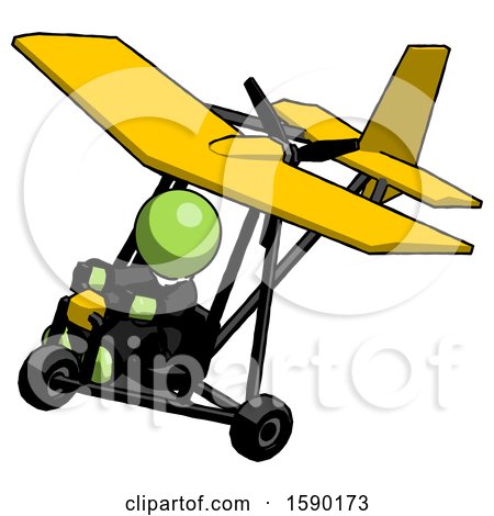 Green Clergy Man in Ultralight Aircraft Top Side View by Leo Blanchette