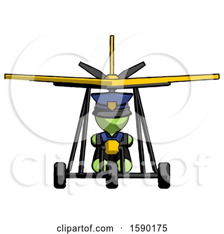 Green Police Man in Ultralight Aircraft Front View by Leo Blanchette