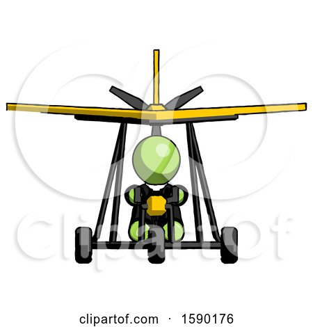 Green Clergy Man in Ultralight Aircraft Front View by Leo Blanchette