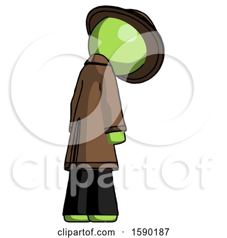 Green Detective Man Depressed with Head Down, Back to Viewer, Right by Leo Blanchette