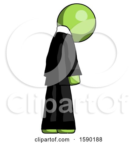 Green Clergy Man Depressed with Head Down, Back to Viewer, Right by Leo Blanchette