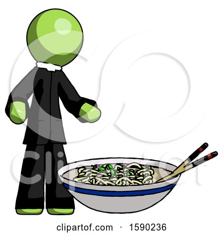 Green Clergy Man and Noodle Bowl, Giant Soup Restaraunt Concept by Leo Blanchette
