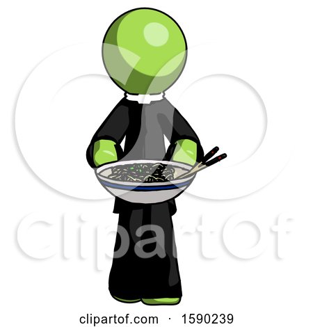 Green Clergy Man Serving or Presenting Noodles by Leo Blanchette