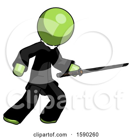 Green Clergy Man Stabbing with Ninja Sword Katana by Leo Blanchette