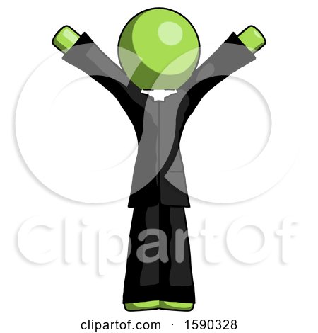 Green Clergy Man with Arms out Joyfully by Leo Blanchette