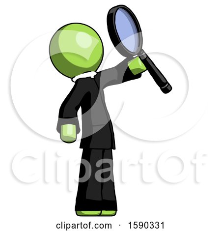 Green Clergy Man Inspecting with Large Magnifying Glass Facing up by Leo Blanchette