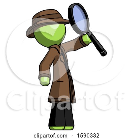 Green Detective Man Inspecting with Large Magnifying Glass Facing up by Leo Blanchette