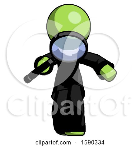 Green Clergy Man Looking down Through Magnifying Glass by Leo Blanchette