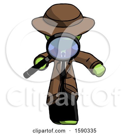 Green Detective Man Looking down Through Magnifying Glass by Leo Blanchette