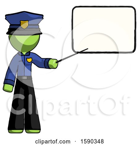 Green Police Man Giving Presentation in Front of Dry-erase Board by Leo Blanchette
