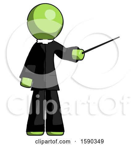Green Clergy Man Teacher or Conductor with Stick or Baton Directing by Leo Blanchette