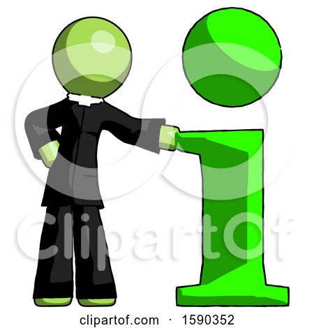 Green Clergy Man with Info Symbol Leaning up Against It by Leo Blanchette