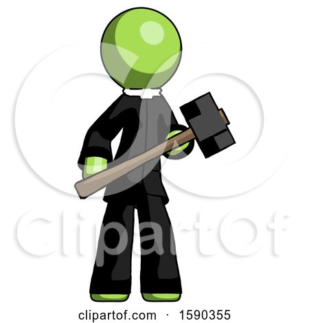 Green Clergy Man with Sledgehammer Standing Ready to Work or Defend by Leo Blanchette
