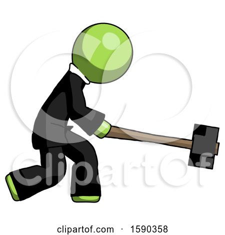 Green Clergy Man Hitting with Sledgehammer, or Smashing Something by Leo Blanchette