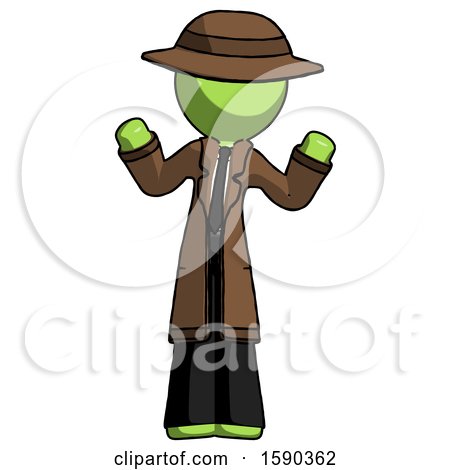 Green Detective Man Shrugging Confused by Leo Blanchette