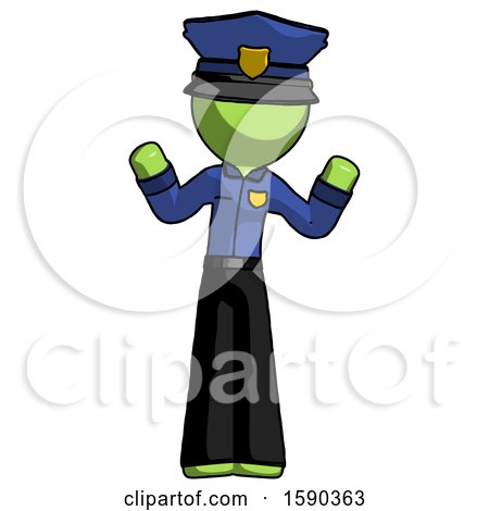 Green Police Man Shrugging Confused by Leo Blanchette