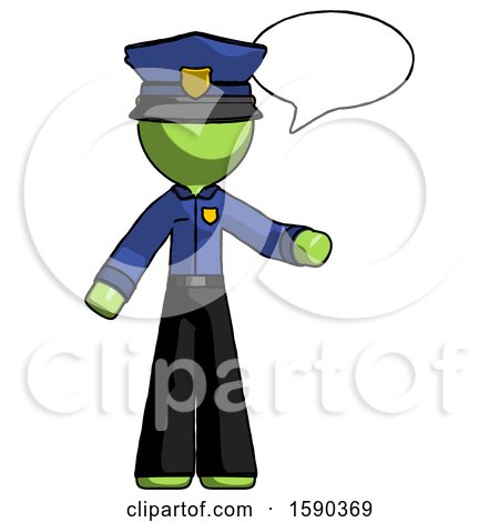 Green Police Man with Word Bubble Talking Chat Icon by Leo Blanchette