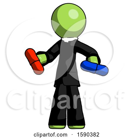 Green Clergy Man Red Pill or Blue Pill Concept by Leo Blanchette