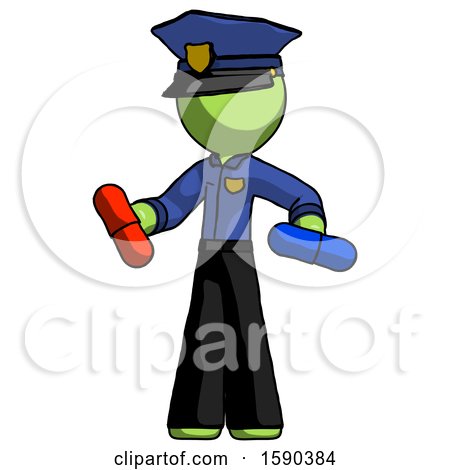 Green Police Man Red Pill or Blue Pill Concept by Leo Blanchette