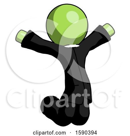 Green Clergy Man Jumping or Kneeling with Gladness by Leo Blanchette