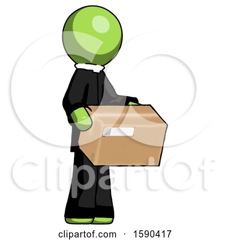 Green Clergy Man Holding Package to Send or Recieve in Mail by Leo Blanchette