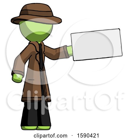 Green Detective Man Holding Large Envelope by Leo Blanchette