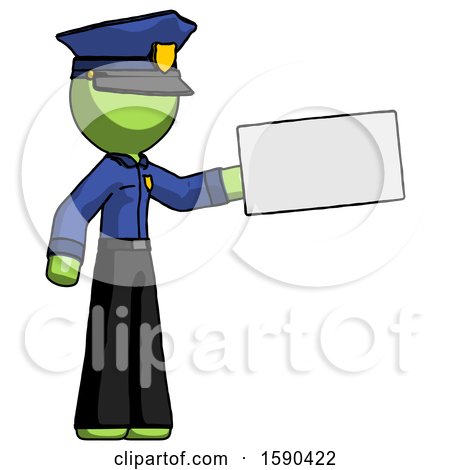 Green Police Man Holding Large Envelope by Leo Blanchette