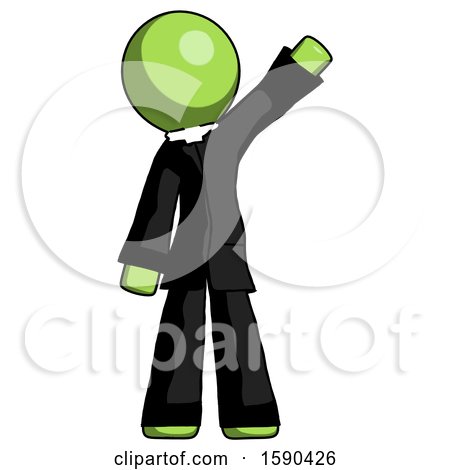 Green Clergy Man Waving Emphatically with Left Arm by Leo Blanchette