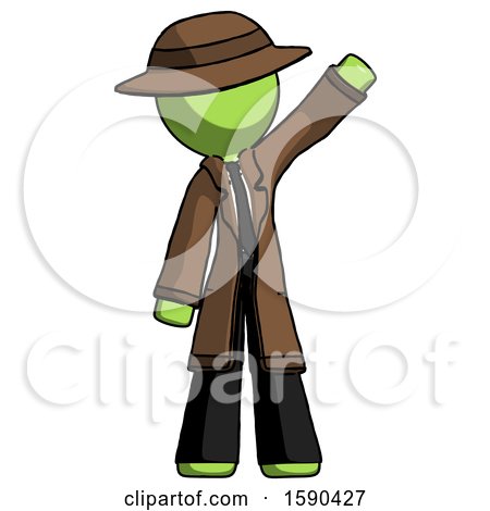 Green Detective Man Waving Emphatically with Left Arm by Leo Blanchette