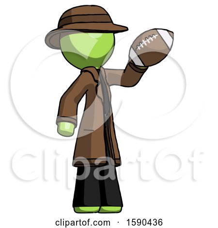 Green Detective Man Holding Football up by Leo Blanchette