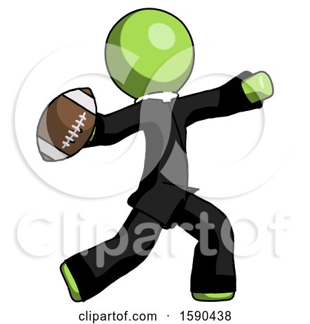 Green Clergy Man Throwing Football by Leo Blanchette