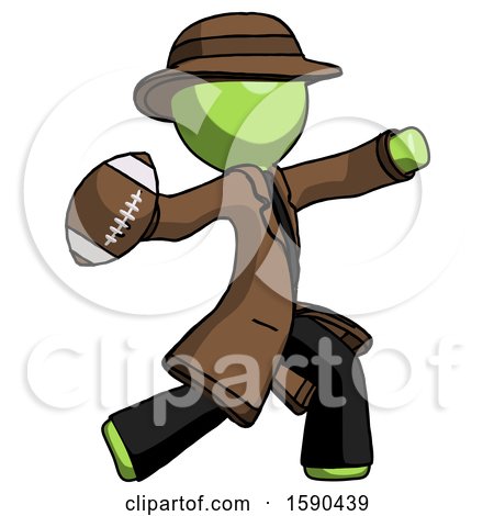 Green Detective Man Throwing Football by Leo Blanchette