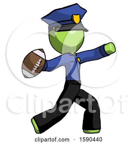 Green Police Man Throwing Football by Leo Blanchette